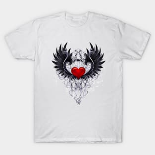 Dark angel heart with black wings T-Shirt